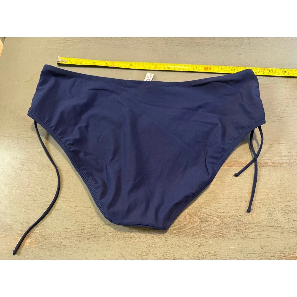 Profile by Gottex Navy Blue Side Tie High Waist Bikini Bottom Swimsuit Size 14